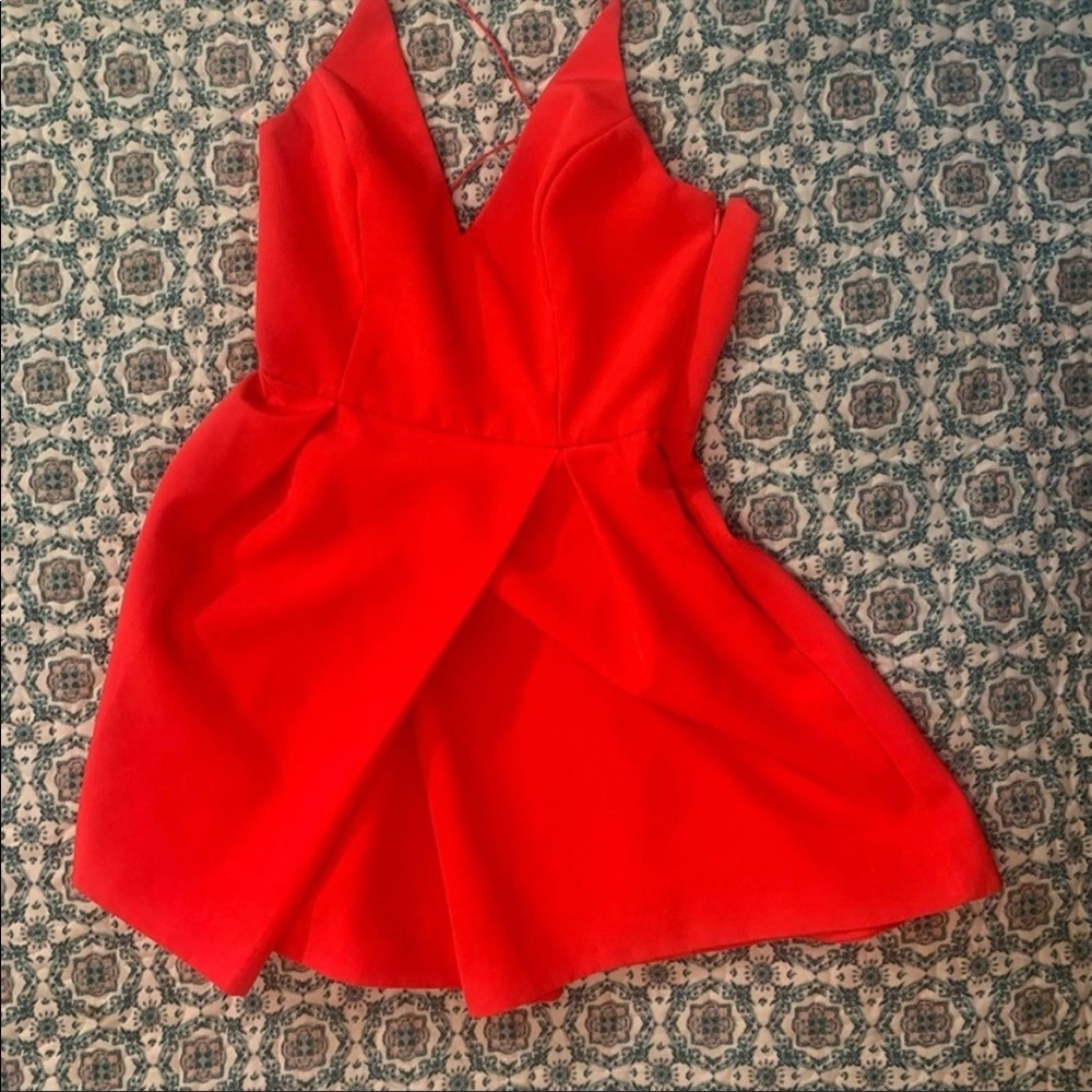 TopShop Red Pleated Strappy Mini Dress